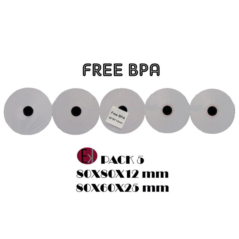 Ekrit Rollo Térmico Sin Bpa 80x80x12mm 57grs -5u-