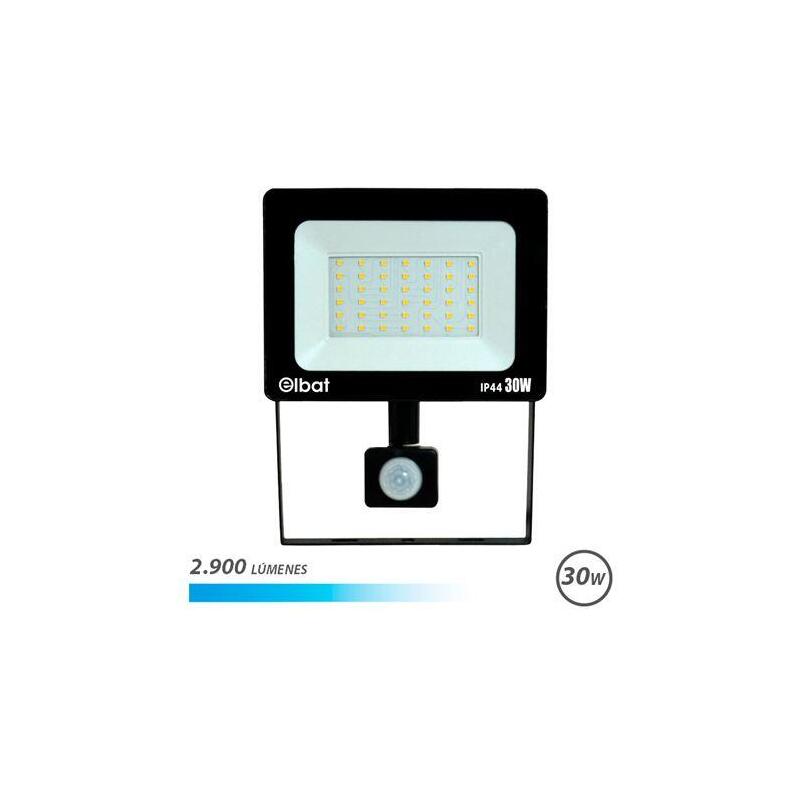 Elbat Foco Led Con Sensor De Movimiento 30w - Lumenes: 2900 - Luz Fria 6.500k Angulo 120º Ip44 - Distancia De Deteccion: 5 A 12 Metros