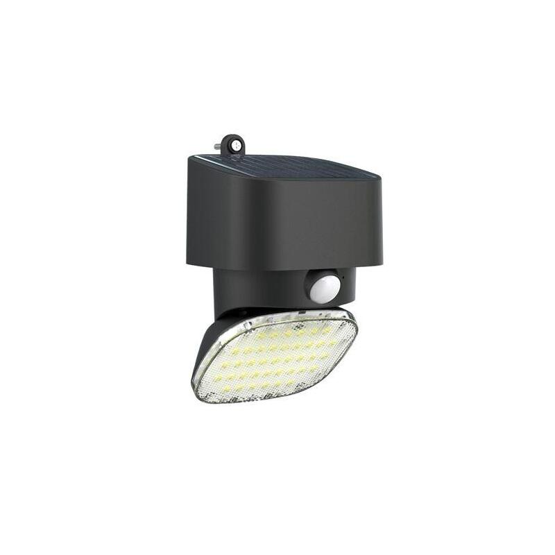 Elbat Foco Solar 2000lm - Luz Fria 6000k - Regulacion Vertical Y Horizontal - Panel Solar 1w - Ip65 - Color Negro