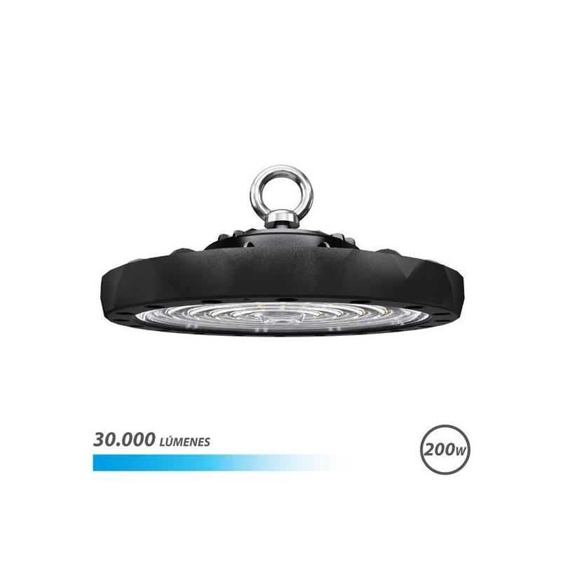 Elbat Lampara Led Ufo De Techo - Potencia: 200w - Lumenes: 30000 - Luz Fria: 6500k - Ac 100-240v - Diametro: 32,8cm -