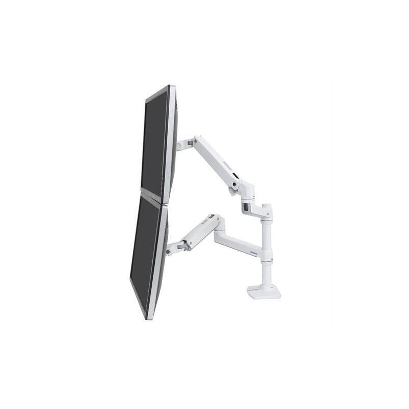 Ergotron Lx Kit De Montaje (Montaje Con Pinza De Sujeción Para Escritorio Barra 2 Brazos Articulados 2 Abrazaderas De Extensión) Para 2 Pantallas Lcd Aluminio Acero Blanco Tamaño De Pantalla: Hasta 24 Pulgadas Escritorio
