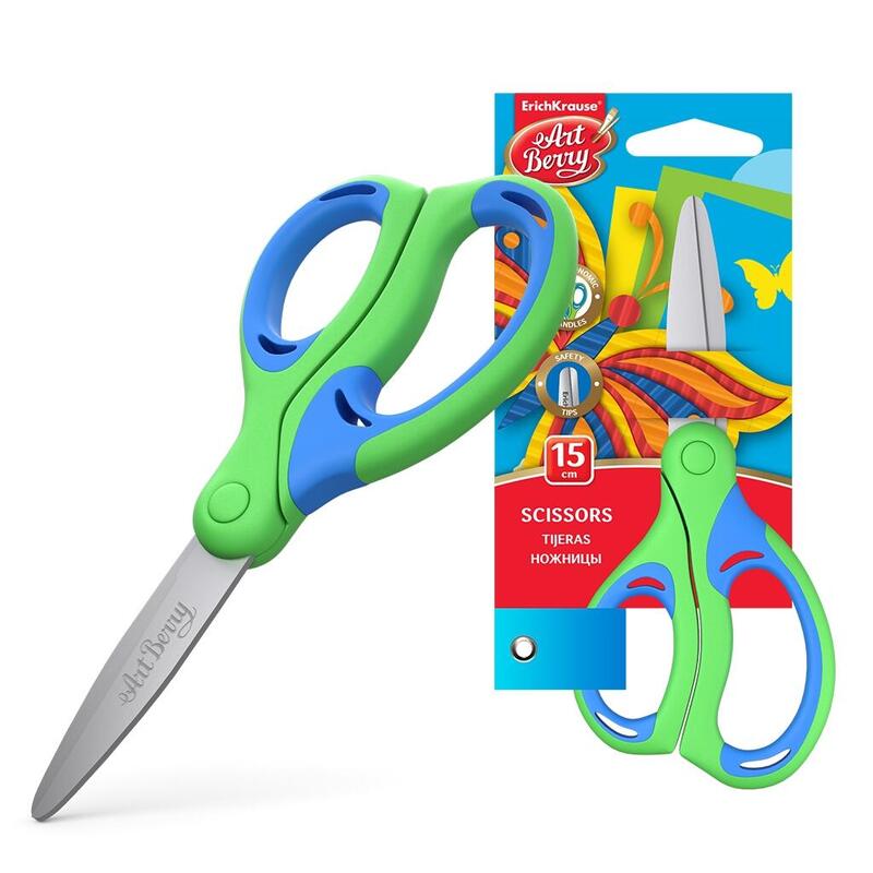 Erichkrause Artberry Combi Tijeras - Cuchillas De Acero Inoxidable - Extremos Redondeados - Resistente A La Corrosion - Mangos Ergonomicos - Color Variado