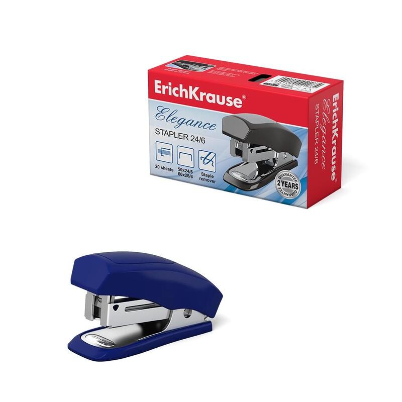 Erichkrause Minigrapadora ?24/6 Elegance - Hasta 20 Hojas - Plastico Resistente - Acero De Alta Calidad - Color Variado