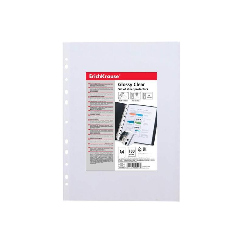 Erichkrause Pack De 100 Fundas Protectoras Glossy Clear - 60cm - A4 - Transparente