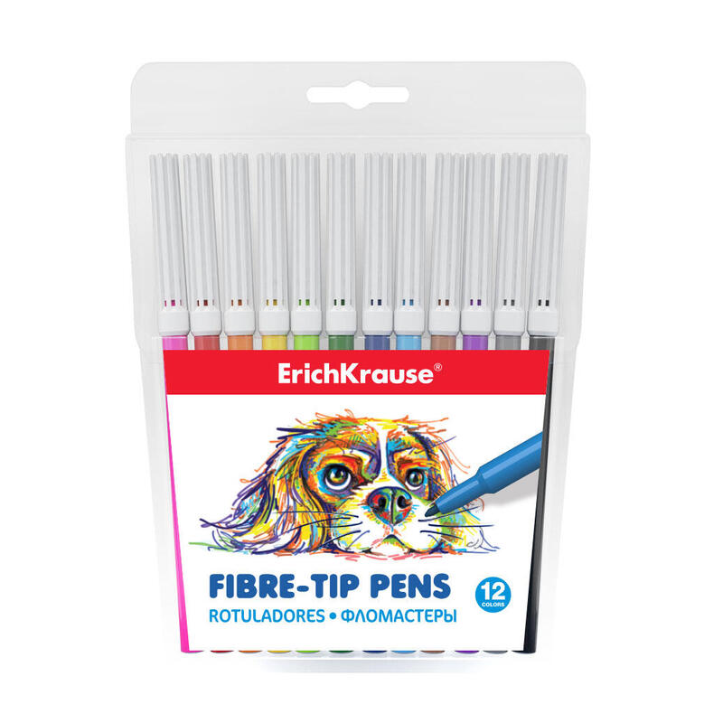 Erichkrause Pack De 12 Rotuladores Easy Washable - Tinta Lavable - Carcasa Hermetica - Punta Resistente - Colores Surtidos