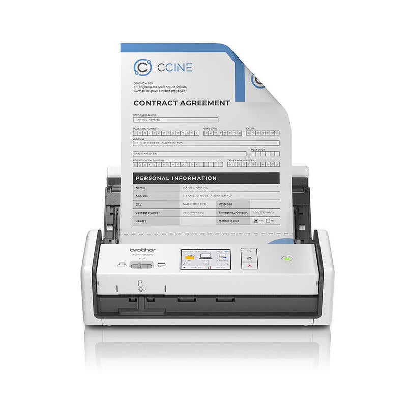 Escáner Documental Brother Ads-1800w Con Alimentador De Documentos Adf Doble Cara