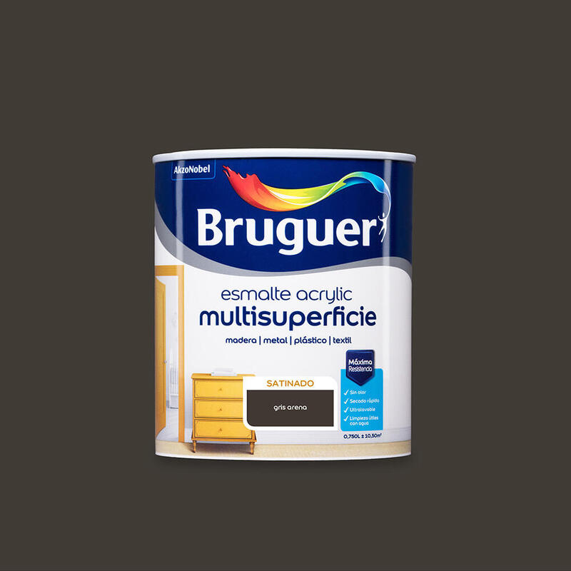 Esmalte Acrylico Multisuperficie Satinado Gris Arena 0,750l 5161515 Bruguer
