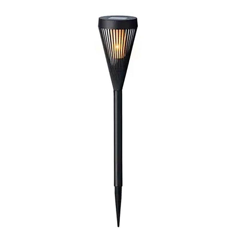 Estaca Solar En Forma De Antorcha 12 Leds, Negra, Ø10 X 46 Cm