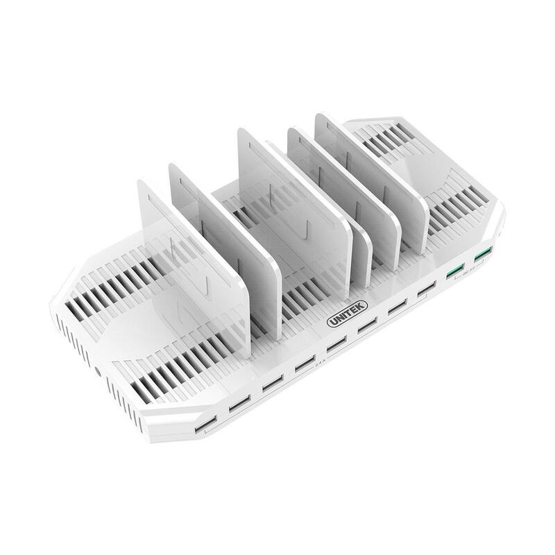 Estación De Carga Unitek 10x Usb Con Qc3.0, Y-2190a