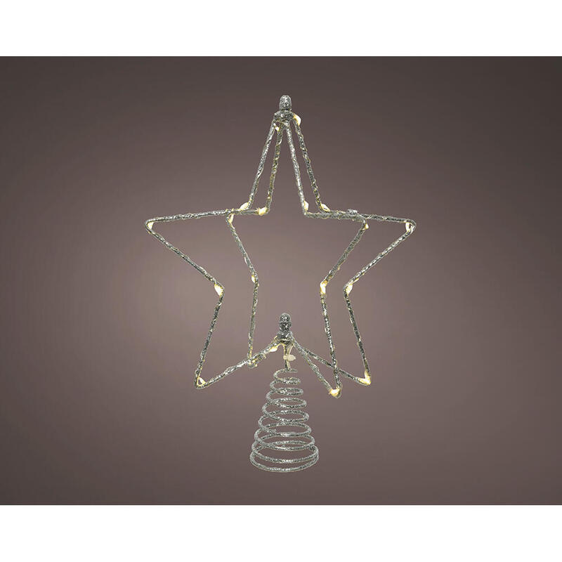 Estrella Arbol Navidad Plateada Alambre Microled, 20x5x25cm. Lumineo