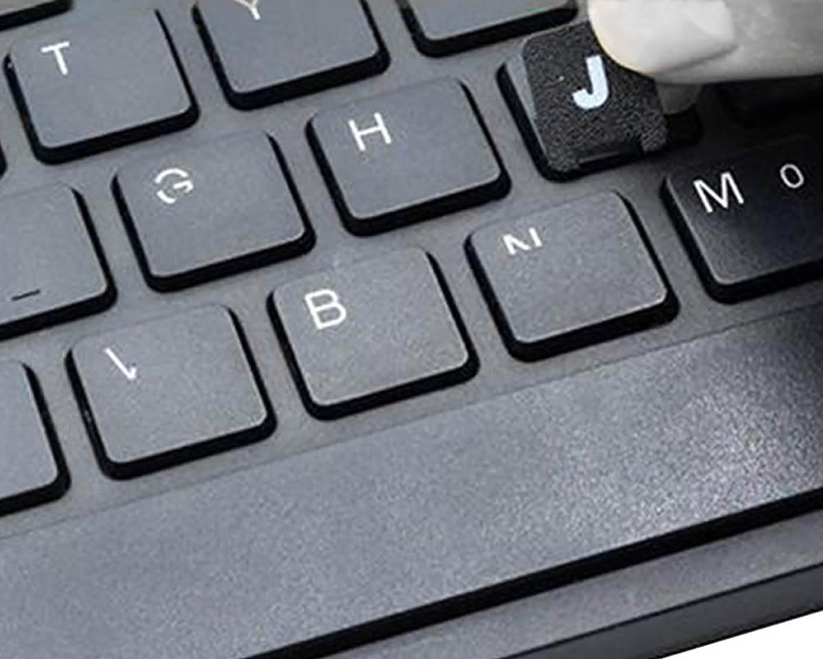 Pegatina Para Convertir Teclado En Español / Castellano Plata Con Letras En Negro
