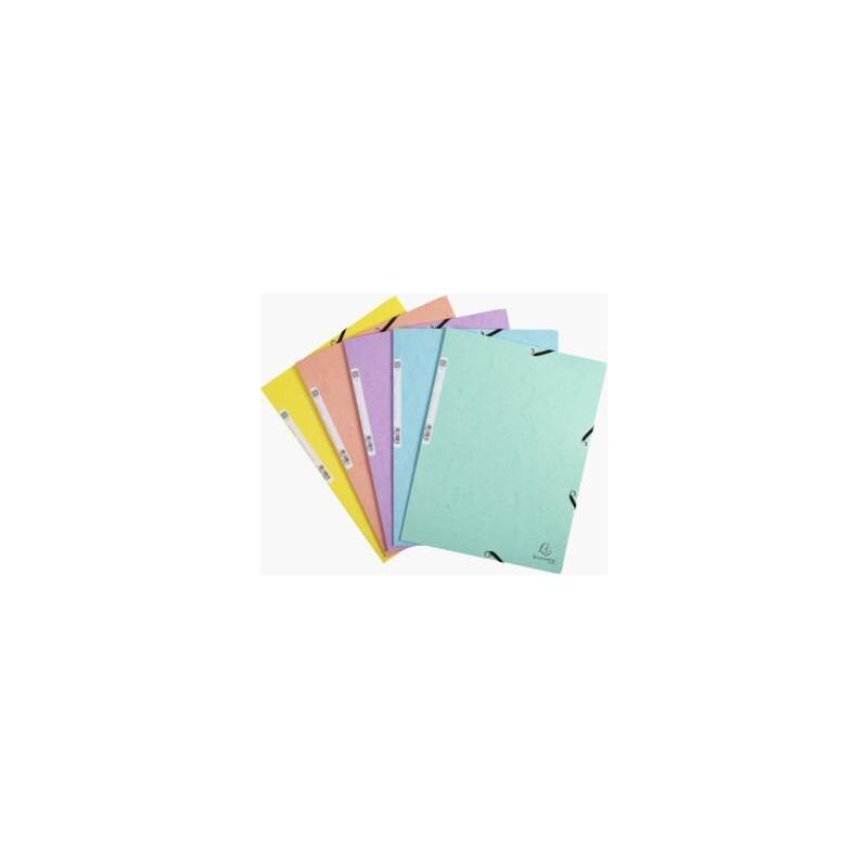 Exacompta Carpeta Aquarel Cartón Lustrado 400 Gr Tres Solapas Gomas A4 Mate Surtidos Pastel -5u-