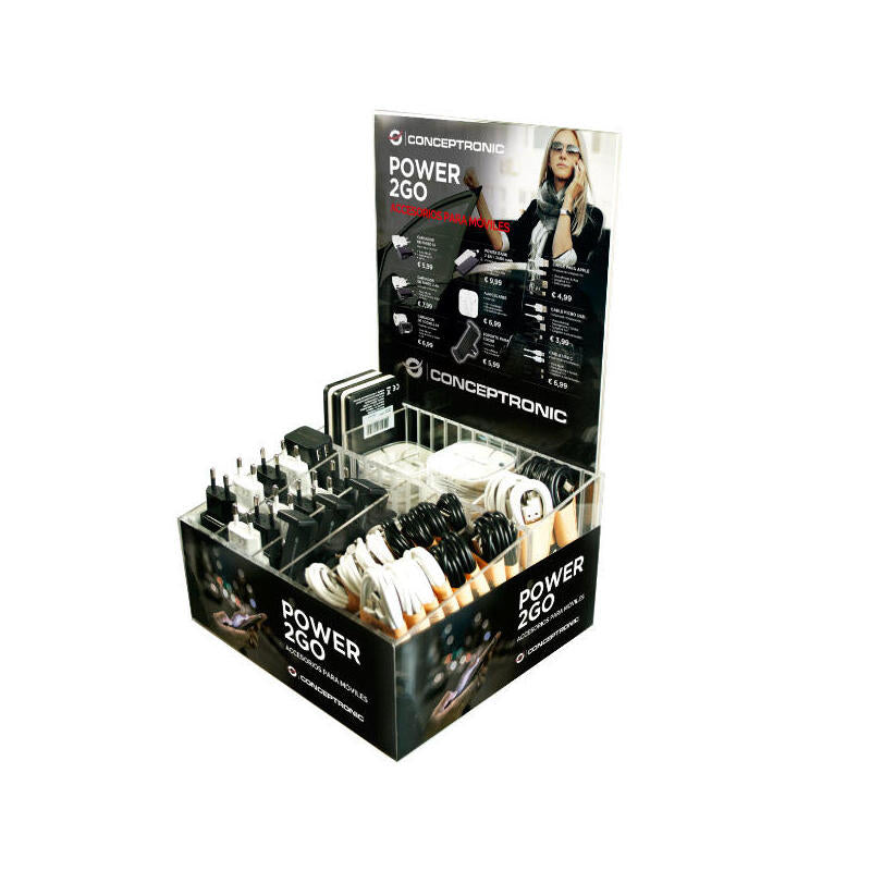Expositor Acrilico Conceptronic Power2go Con 70 Articulos