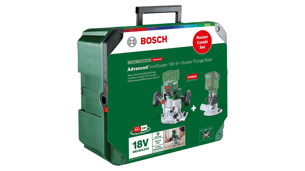 Bosch Bricolaje Y Jardín Fresadora Inalámbrica Advancedtrimrouter 18v-8 Combi Set Verde/Negro, Sin Batería Ni Cargador, Power For All Alliance 06039d5002