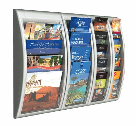 Paperflow Compacto Wandprospekthalter Din A4 Transversal 4-Vías Plateado