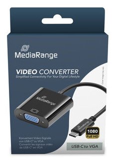 Mediarange Usb-C Zu Vga Video Convertidor, 20cm, Negro
