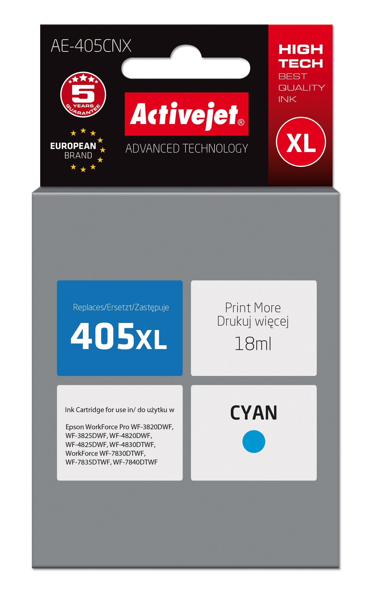 EAN 5901443115748 - Activejet AE-405CNX cartucho de tinta 1 pieza(s) Compatible Alto rendimiento (XL) Cian imagen 1