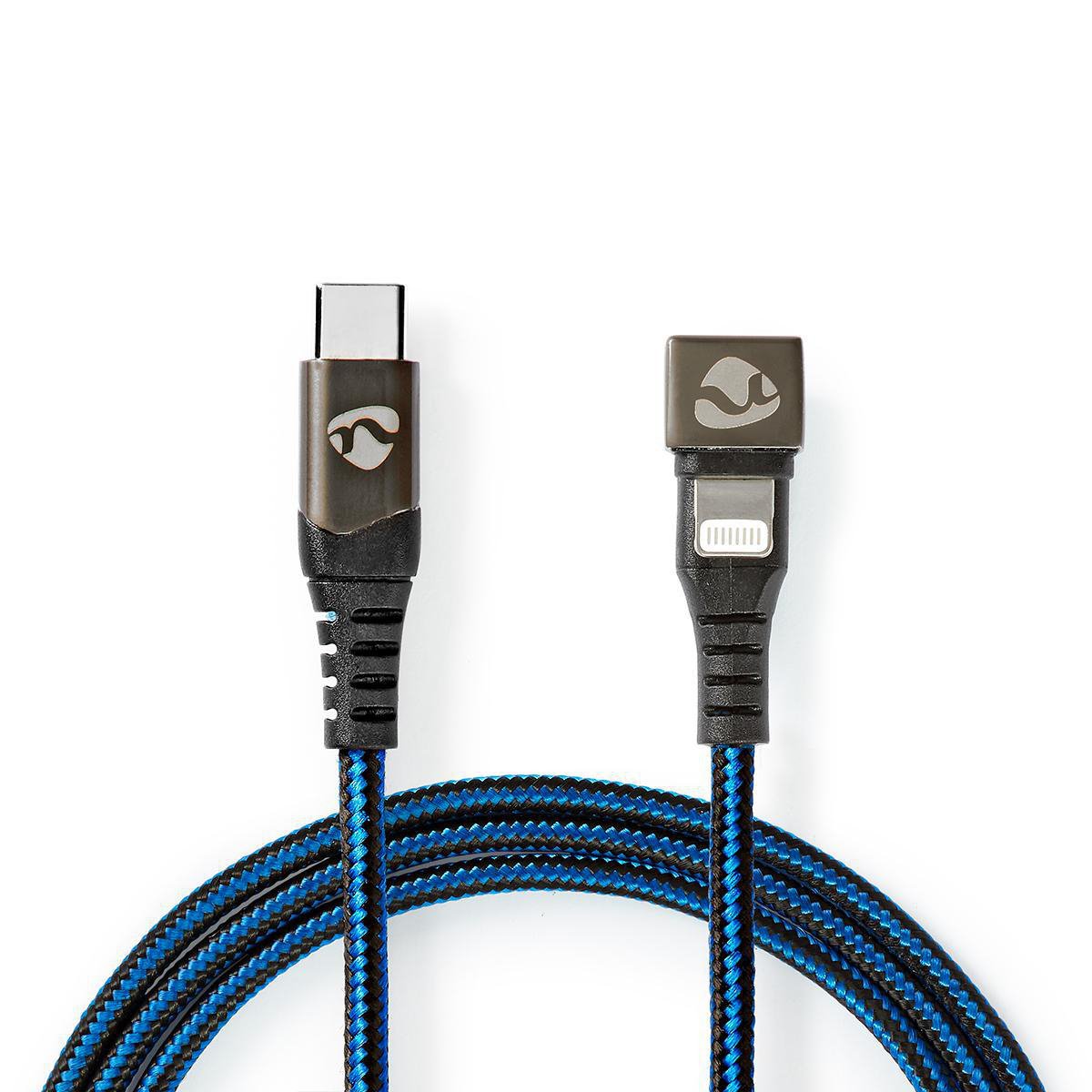 Nedis Usb-Kabel Usb 2.0 Apple Lightning 8-Pin Usb-C Stecker 60 W 480 Mbps Vernickelt 1.00 M Rund Geflochten / Nylon Blau / Schwarz