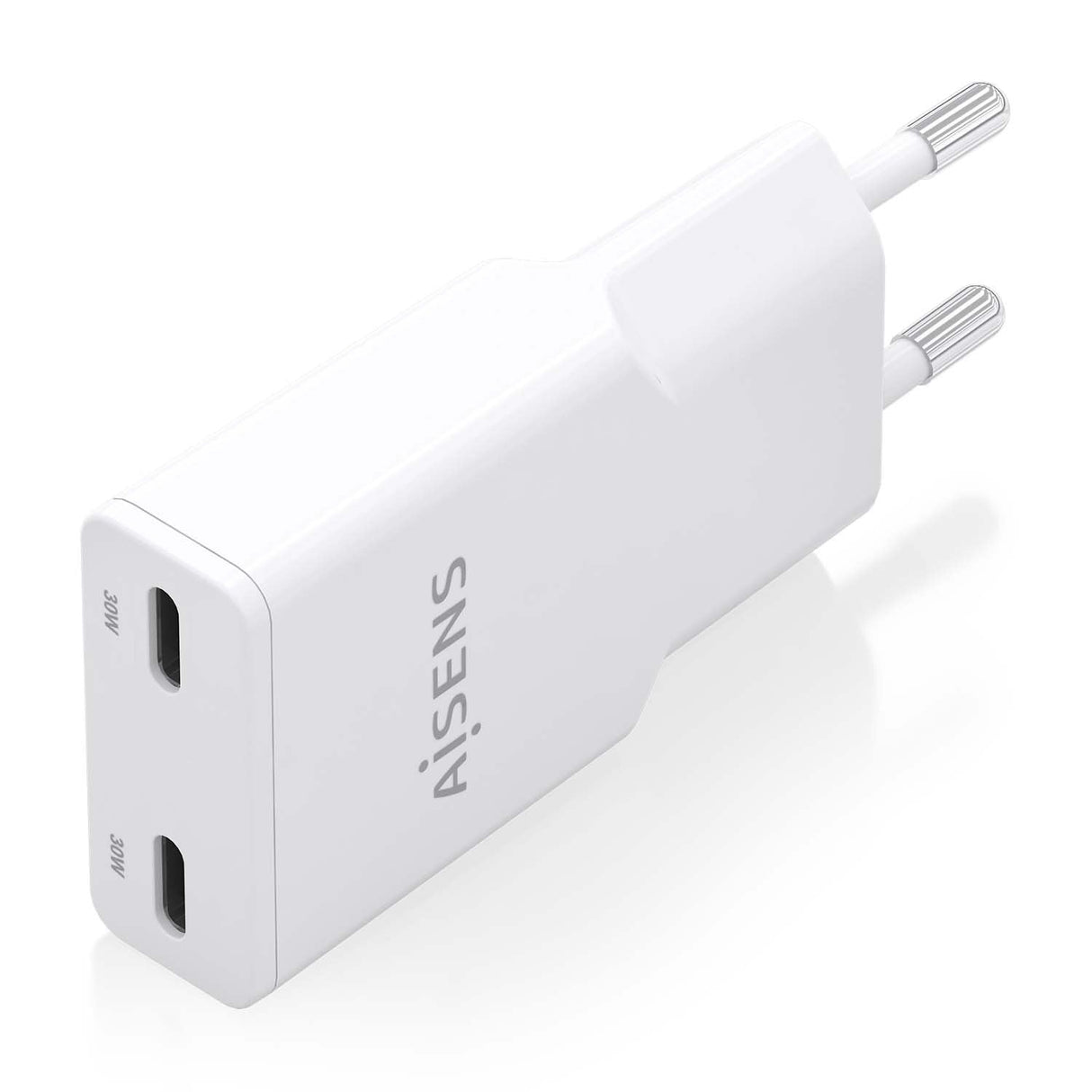 Aisens Cargador Gan Ultra Delgado 30w, 2xusb-C Pd3.0 Qc4.0, Blanco