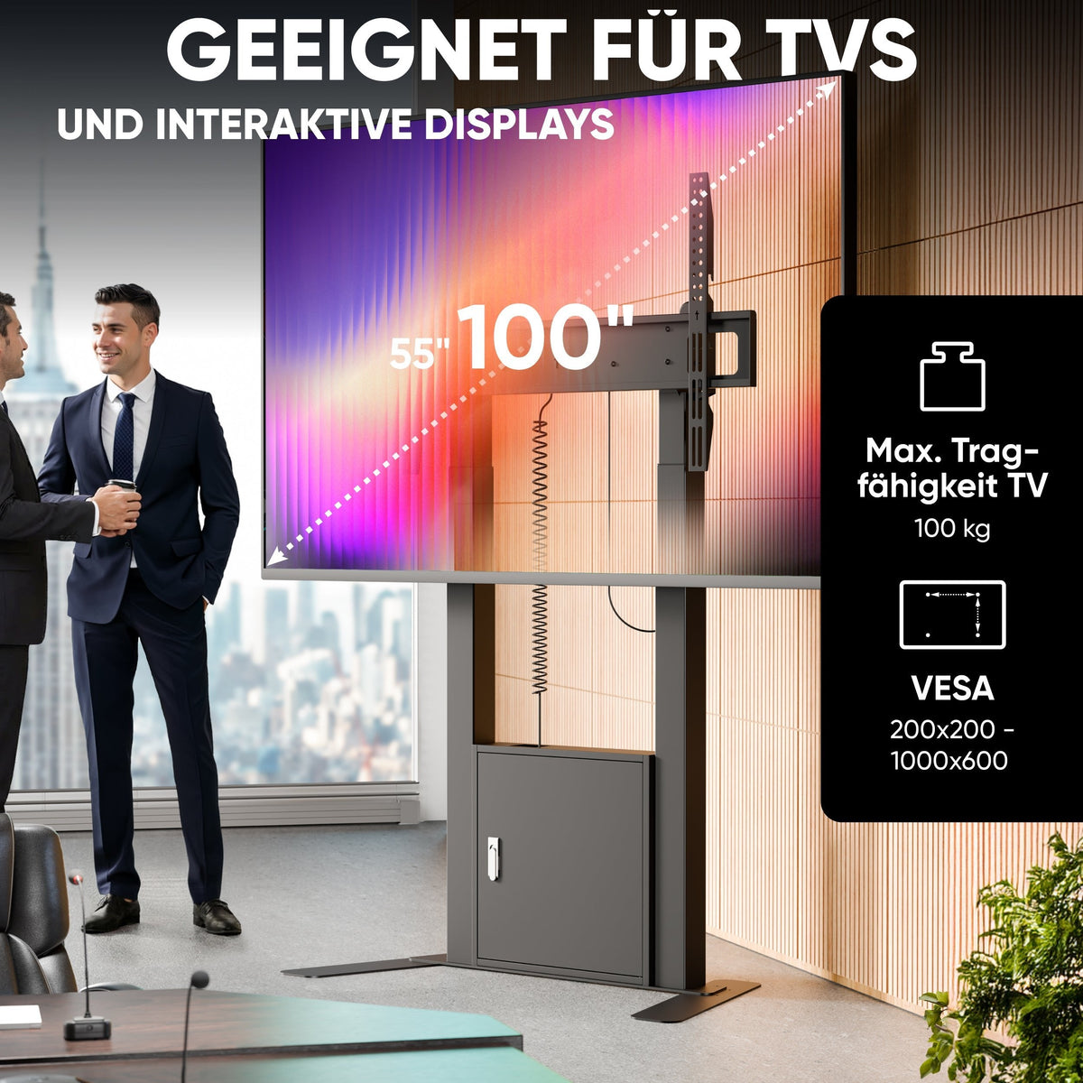 Tv Set Acc Floor Stand /55-100/Black Fpro2l-40-B Onkron
