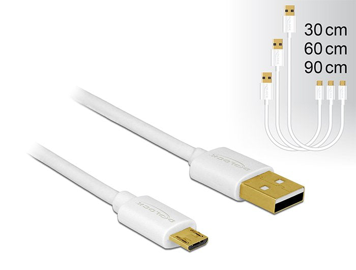 Delock 83679 Set 3 Cables Usb 2.0 Usb A Micro-Usb B Blanco