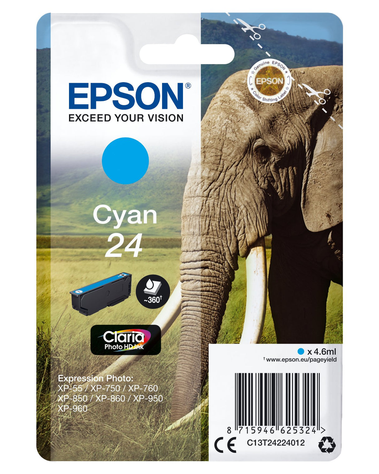 EAN 8715946625324 - Epson Elephant C13T24224012 cartucho de tinta 1 pieza(s) Original Rendimiento estándar imagen 1