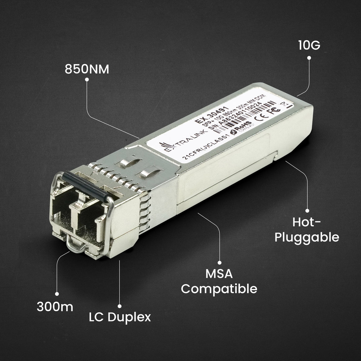 Extralink Sfp+ Módulo 10g 2-Pack, 10gbps, 850nm, 300m, Multimode