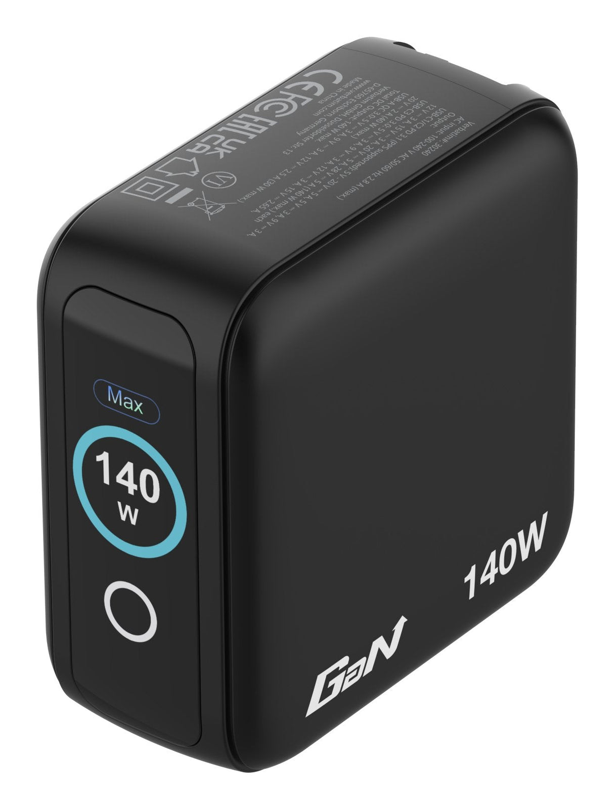 Cargador De Pared Universal Gan Para Viaje Verbatim Mini Gan Charger Con Pantalla 3xusb Tipo-C 1xusb 140w