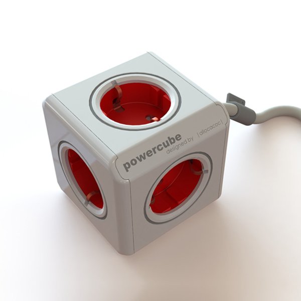 Regleta Powercube Extended 5 Tomas White/Red 1.5m