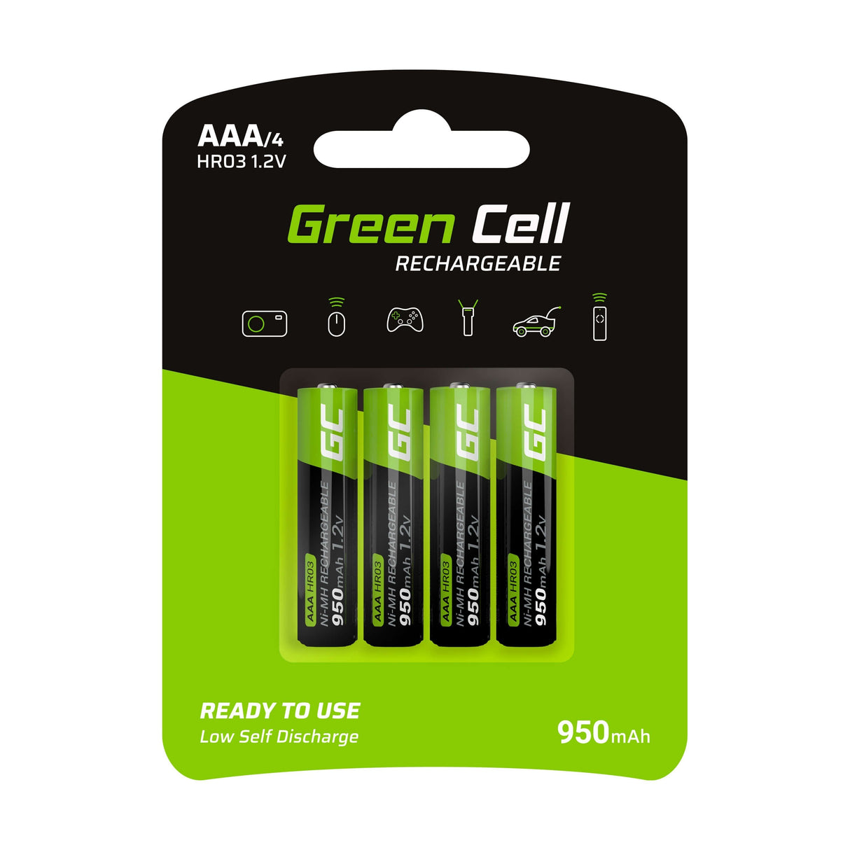 Pilas Recargables Greencell Aaa 950 Mah (4 Pcs)