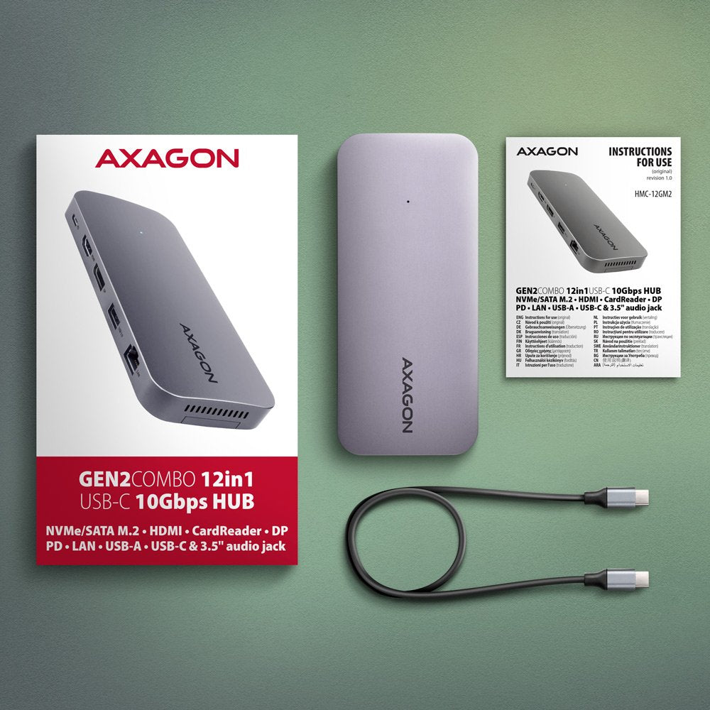EAN 8595247907783 - Axagon HMC-12GM2 base para portátil y replicador de puertos Alámbrico USB 3.2 Gen 2 (3.1 Gen 2) Type-C Gr imagen 11