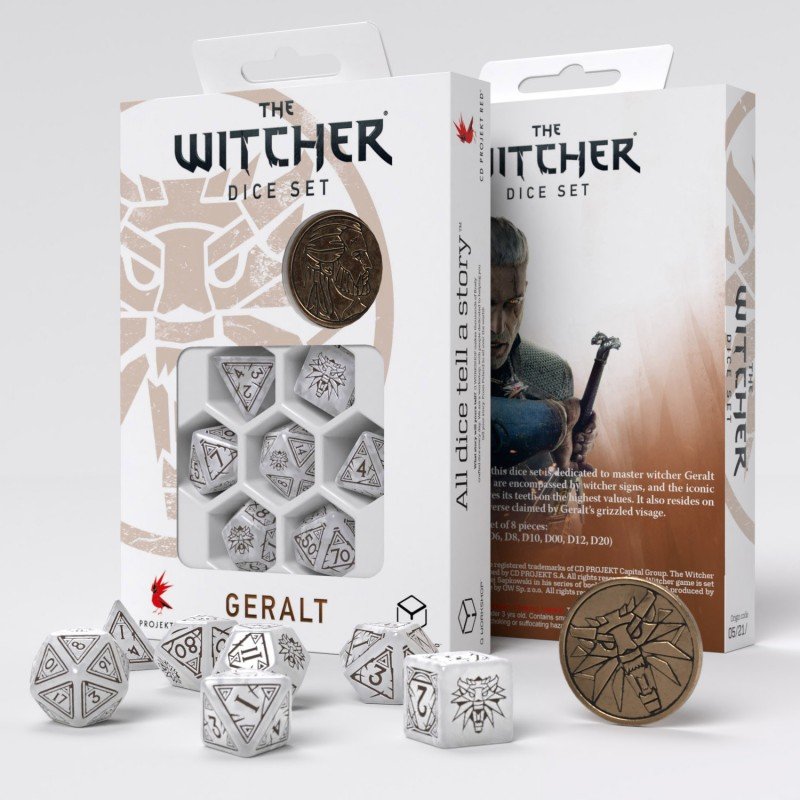 Pegasus The Witcher Dice Set: Geralt - El Lobo Blanco, Dados Qwowge3t