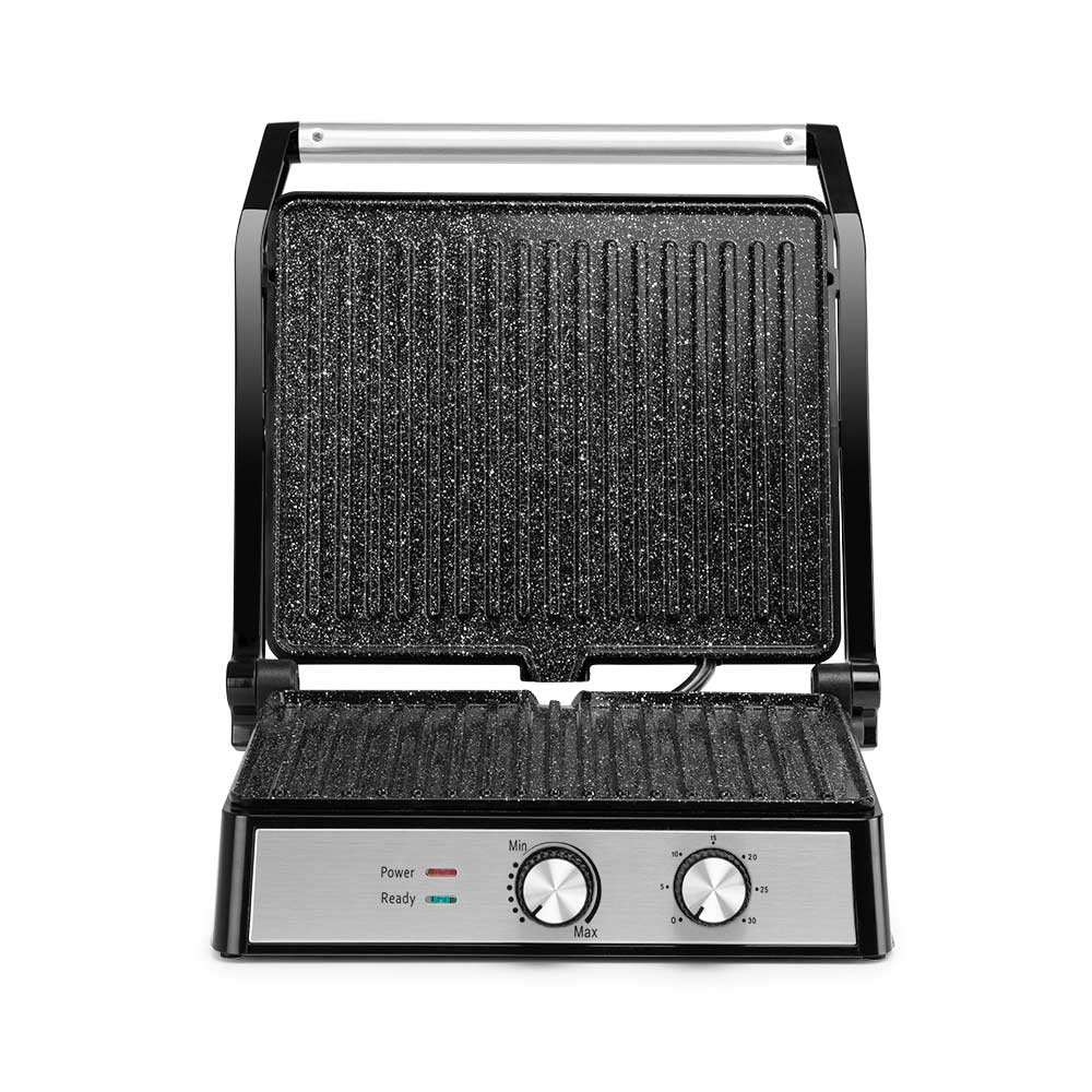 Orbegozo 4580 Grill Multifuncion - Cocina Sin Aceite Con Potencia De 2000w - Amplia Superficie De Coccion Abatible -