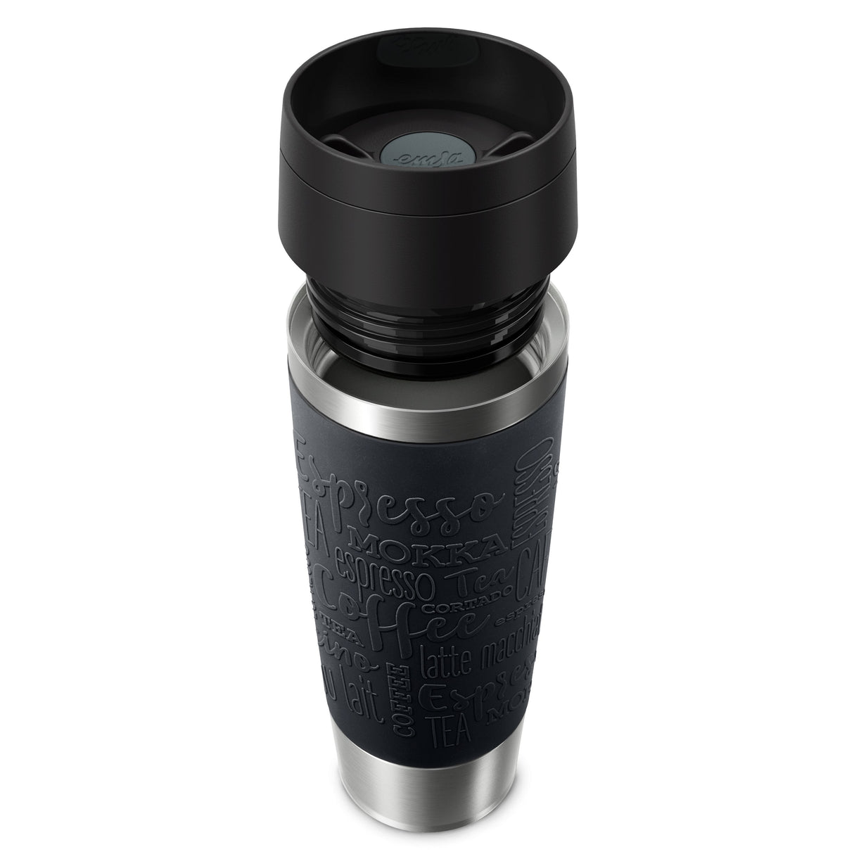 Emsa Travel Mug Taza Térmica Classic Grande Negro/Acero Inoxidable, 0,5 Litros N2022000