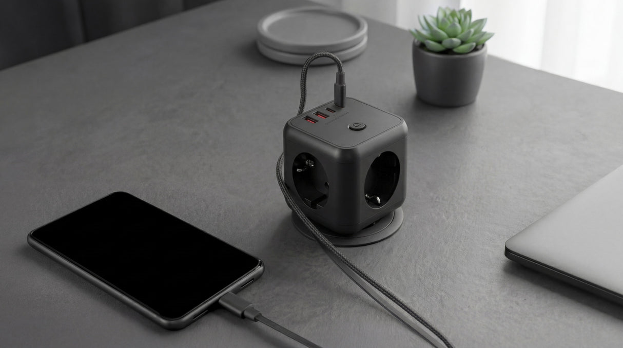 Cargador De Pared Mars Gaming Md Cube20 20w 3x Schuko 2x Usb Tipo C 2x Usb Tipo A Negro