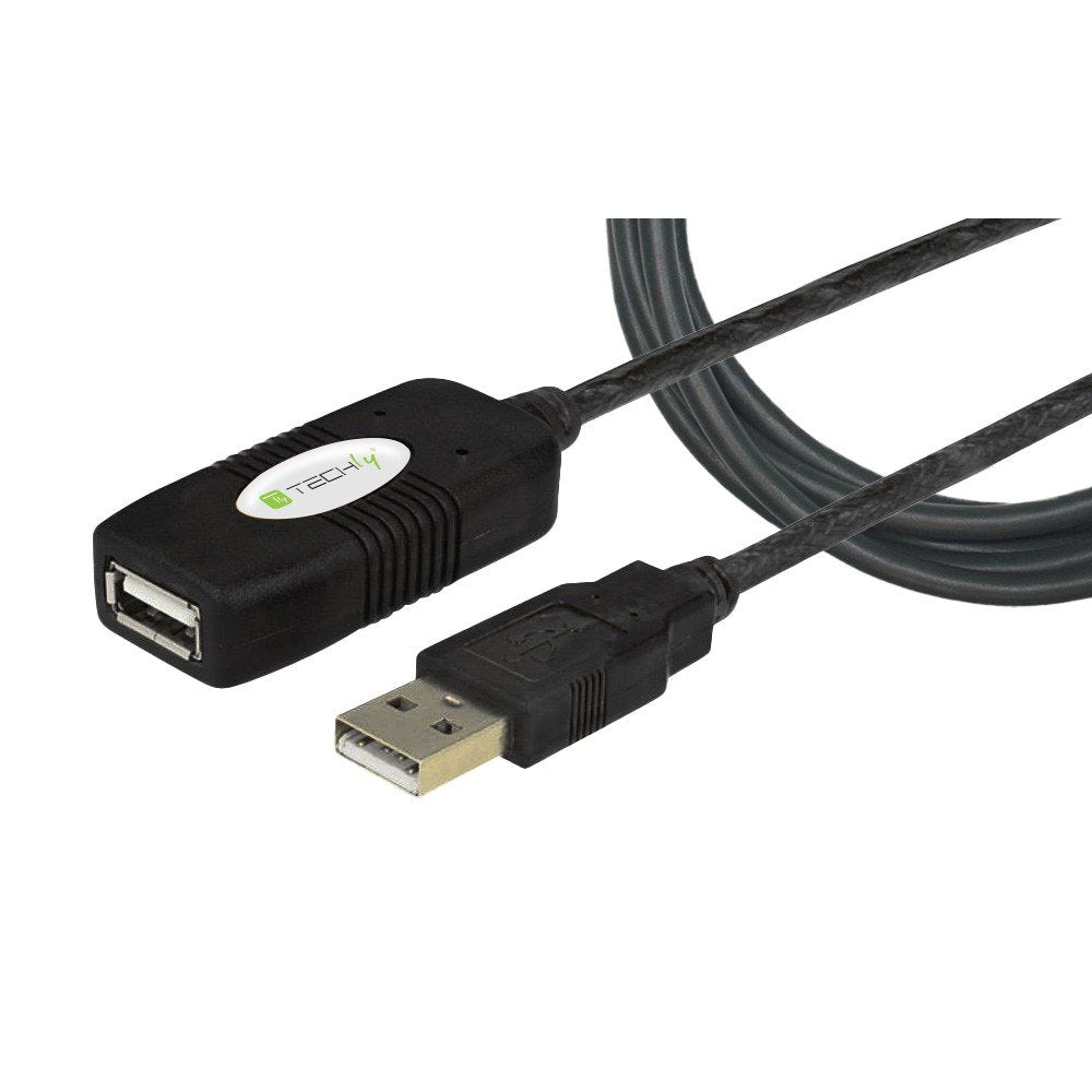 Techly Usb 2.0 Aktive Verlängerung, Hi-Speed, 10m, Negro