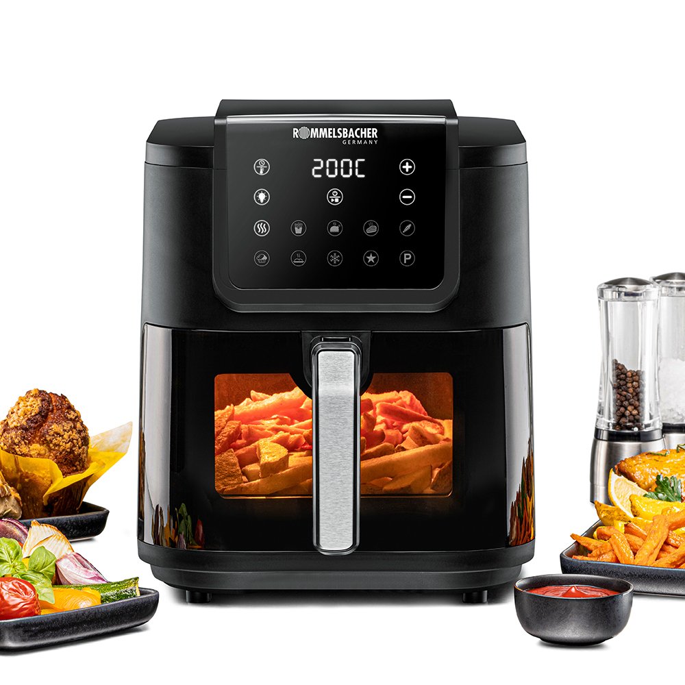 EAN 4001797813022 - Rommelsbacher FRH 1700 freidora Sencillo 8 L Independiente 1700 W Freidora de aire caliente Negro, Acero imagen 1