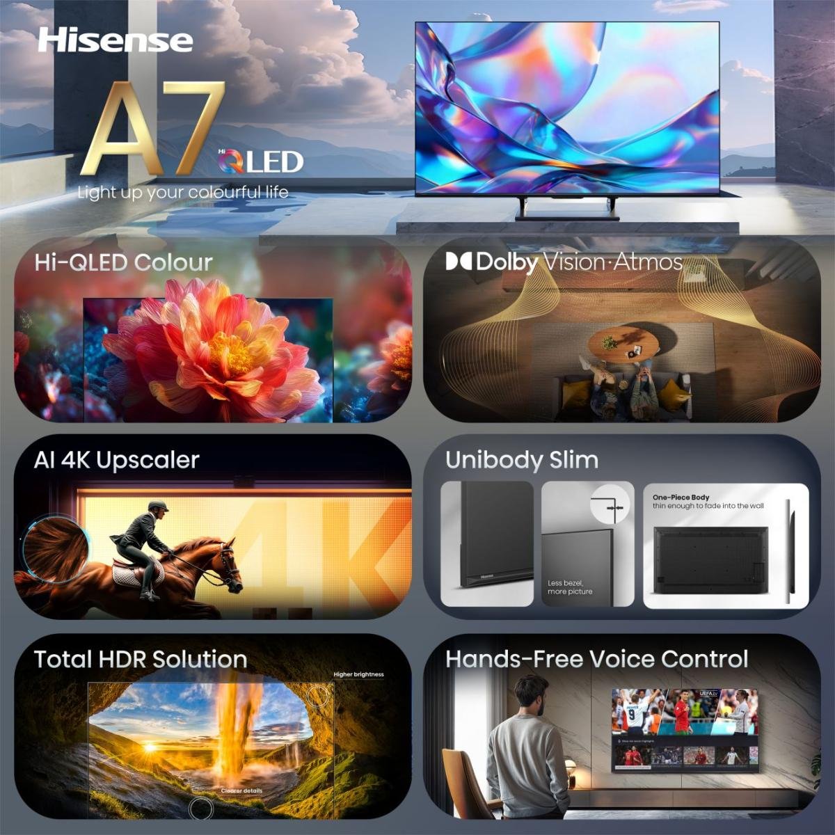 Tv Hisense 65a7s 65" Uhd 4k Qled Dolby Vision Atmos Diseno Unibody Hdr10+