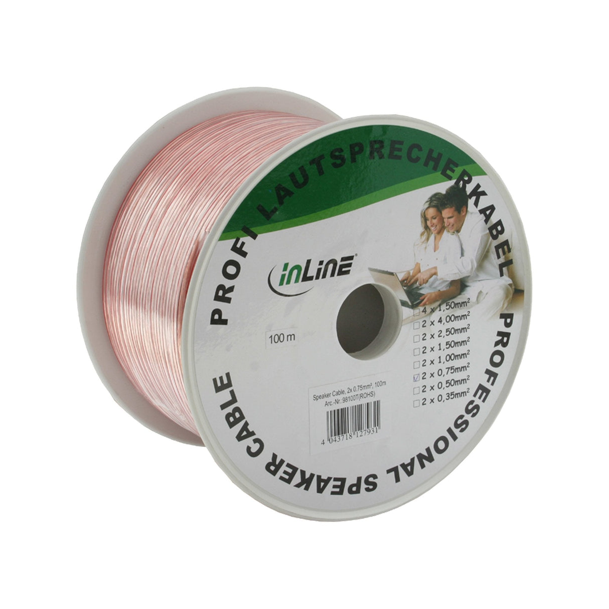 Cable De Altavoz Inline 2x 0,75 Mm² Cca Transparente 50 M
