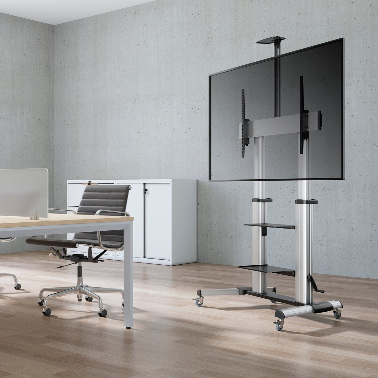 EAN 8436574707427 - AISENS FT100TE-125 soporte para pantalla de señalización 2,54 m (100") Negro, Plata imagen 5