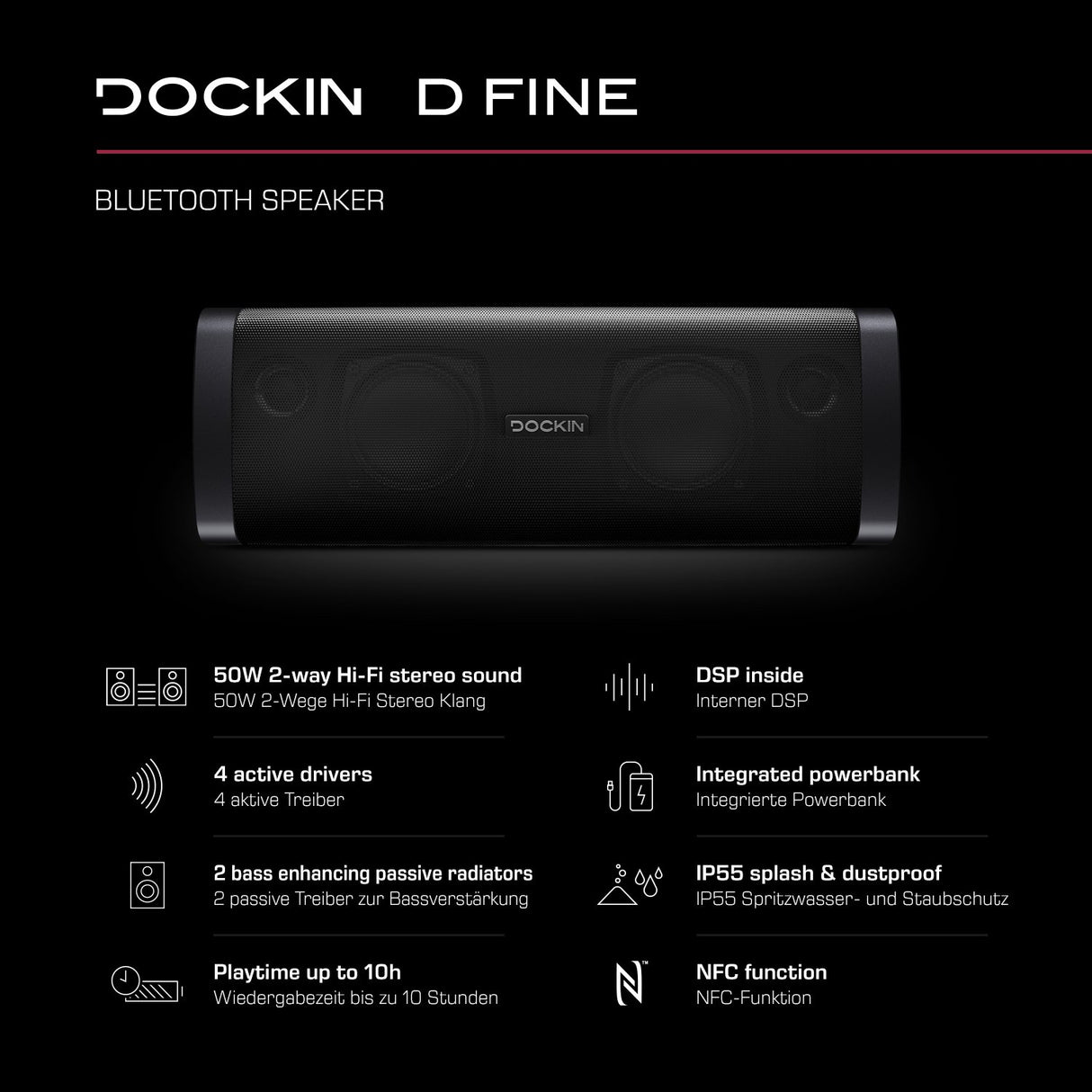 EAN 4250541919217 - DOCKIN D Fine Altavoz portátil estéreo Negro 50 W imagen 4