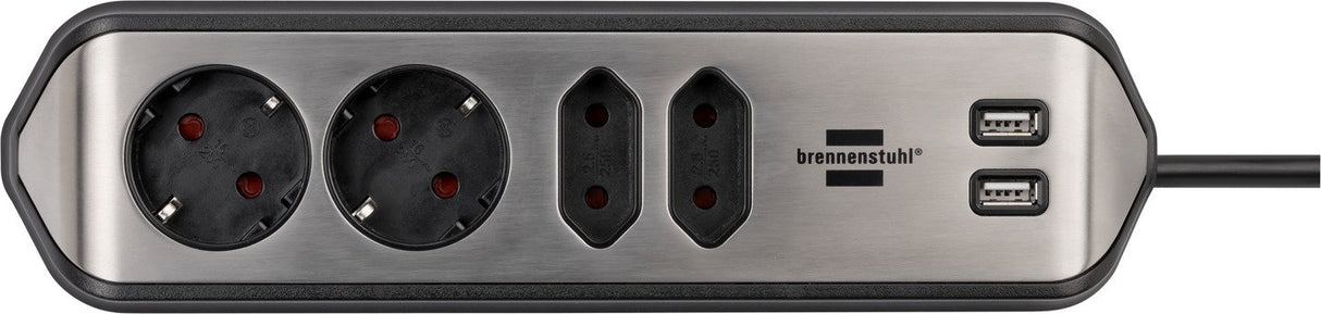 EAN 4007123668076 - Brennenstuhl 1153590410 base múltiple 2 m 4 salidas AC Interior Negro, Plata imagen 15