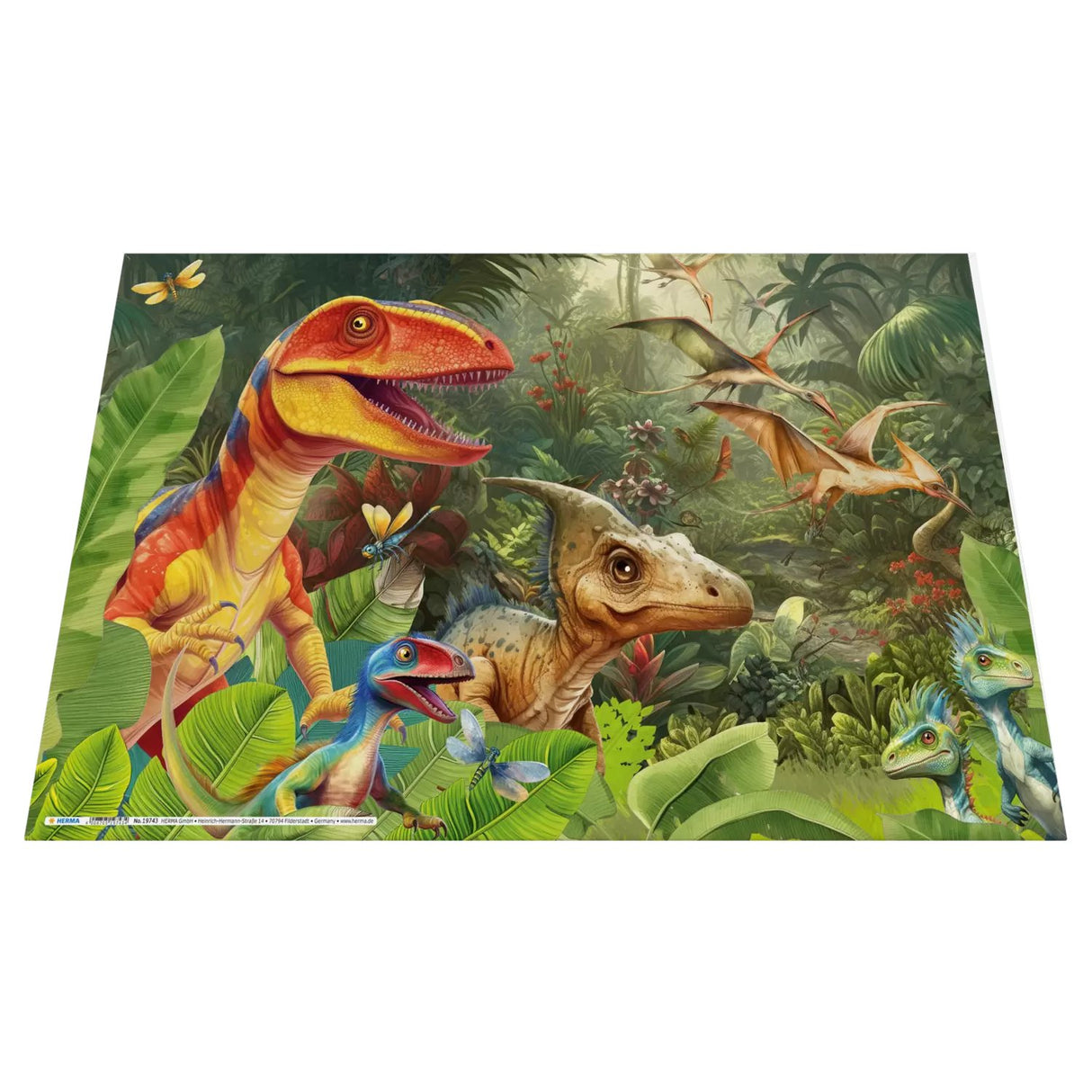 Herma Schreibunterlage Cartón Dino World 55x35 3uds