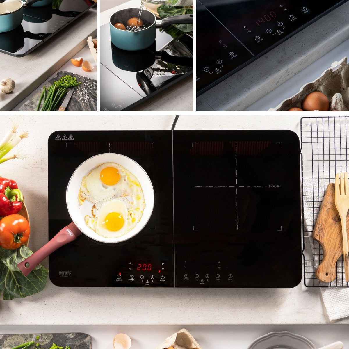 Adler Ad 6516 Double Induction Cooker, Lcd Display, 10 Power Levels, Timer
