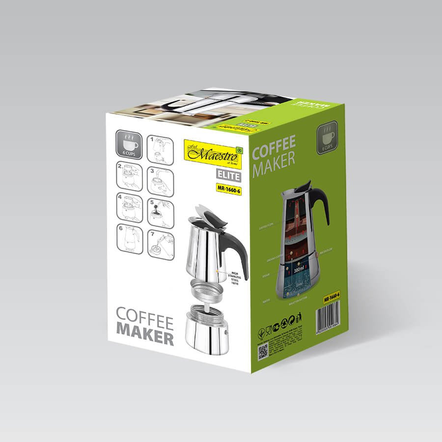 EAN 4820096551684 - Maestro MR-1660 Cafetera italiana 0,3 L Negro, Acero inoxidable imagen 5