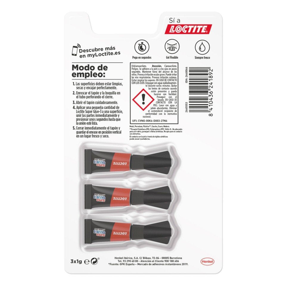 Loctite Mini Trio Power Flex 3x1g 2640066 Super Glue