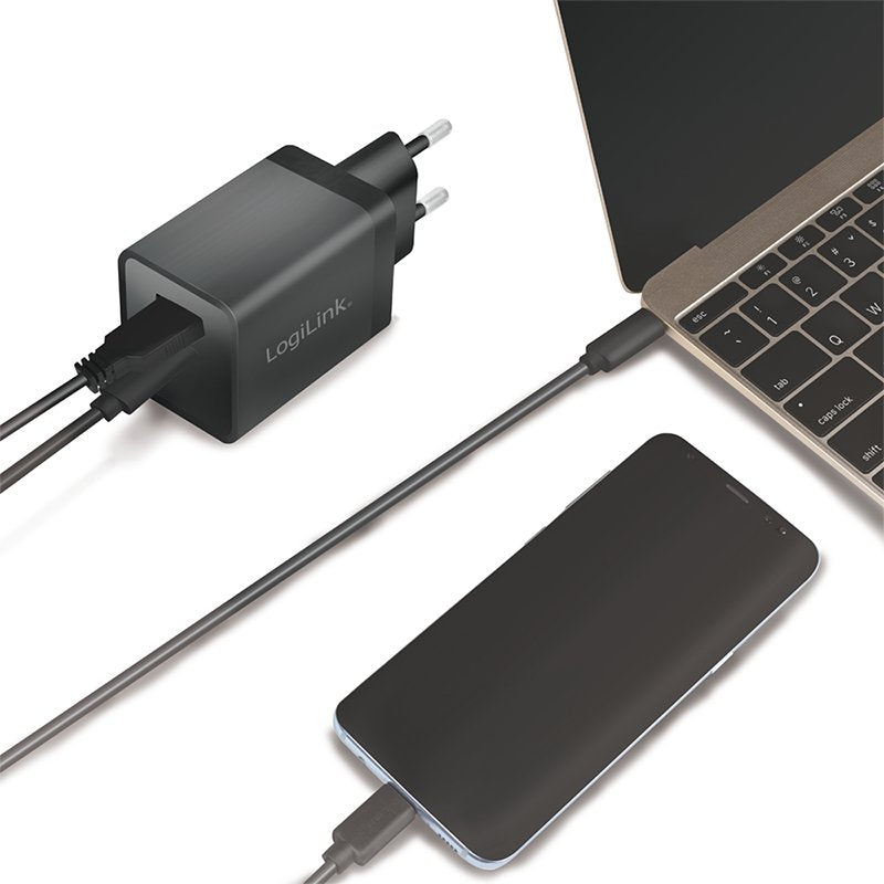 Logilink Usb-A C Charging Kit, 15 W, Each 1x Usb-A, 1x Usb-C, Negro