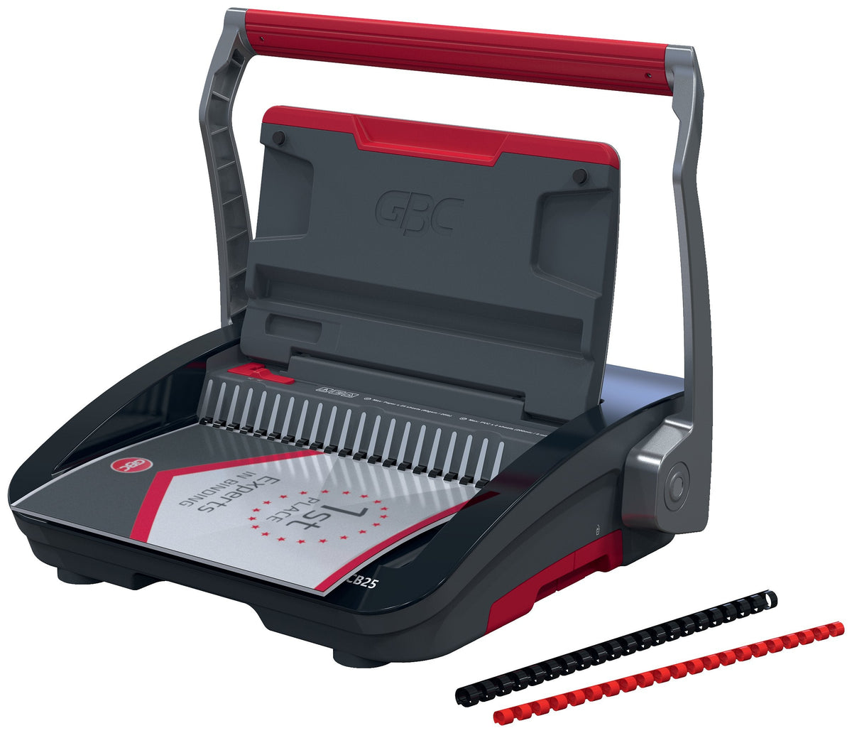 Gbc Combbind Cb25, Kamm-Bindegerät, Manuell, 390 Hojas, Negro, Rojo