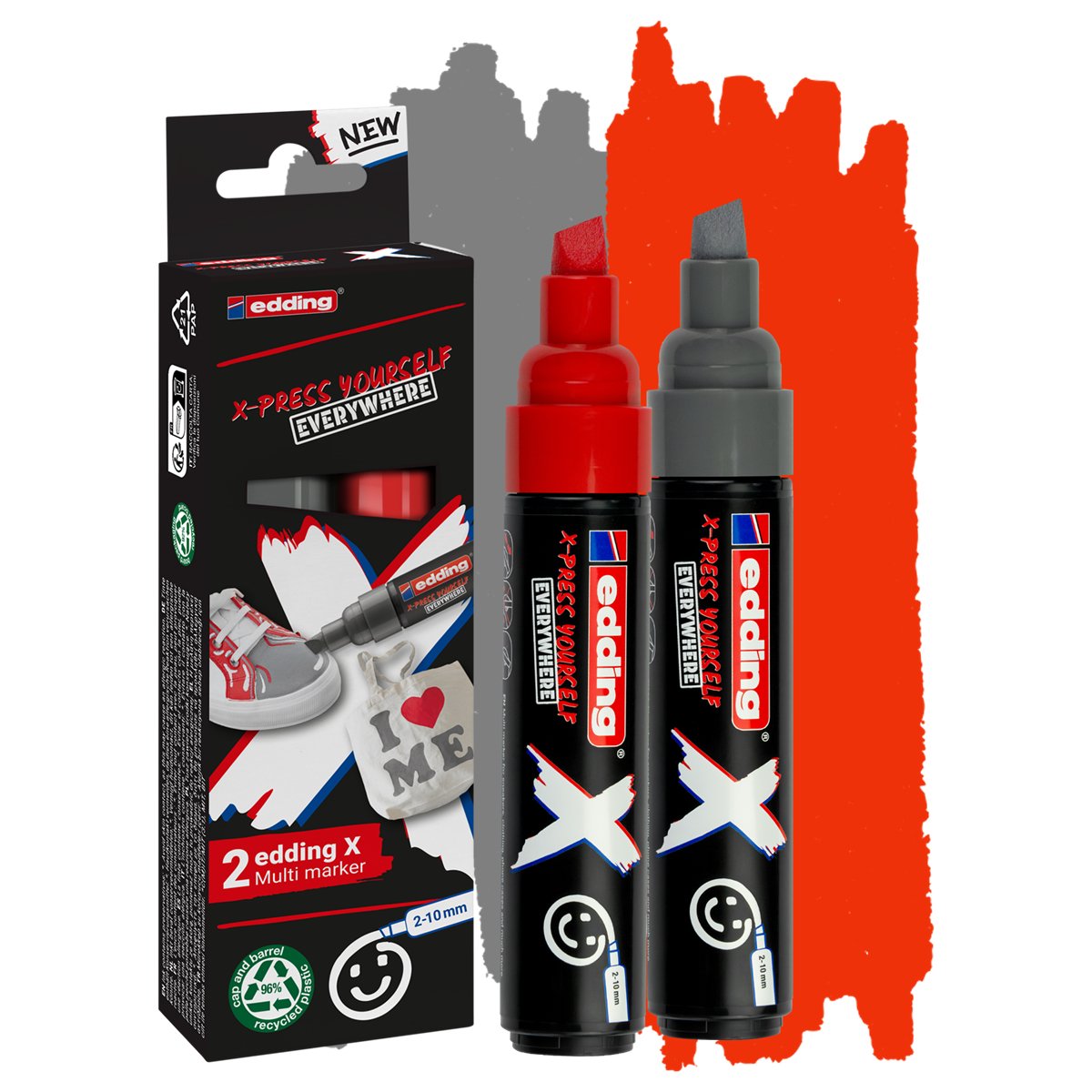 EAN 4057305067142 - Edding 6900 X Multimarker marcador permanente Punta de cincel Gris, Rojo 2 pieza(s) imagen 1