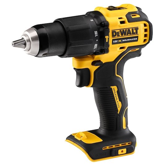 Taladro De Impacto Dewalt Dcd709n-Xj, 18 V, Sin Batería Ni Cargador, Amarillo, Negro